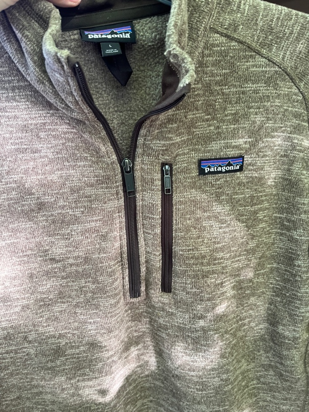 Patagonia Heathered brown/white mens size L Quarter-Zip Fleece Pullover - Picture 5 of 11